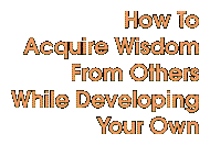 How to acquire Wisdom from Others While Developing Your Own